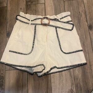 High Waist White and Black Trim Shorts